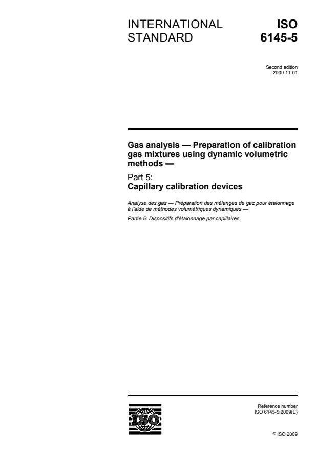 ISO 6145-5:2009 - Gas analysis -- Preparation of calibration gas mixtures using dynamic volumetric methods