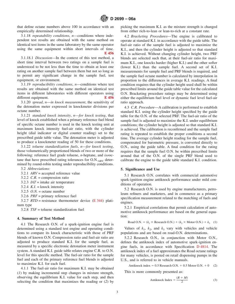 ASTM D2699-06a - Standard Test Method for Research Octane Number of Spark-Ignition Engine Fuel