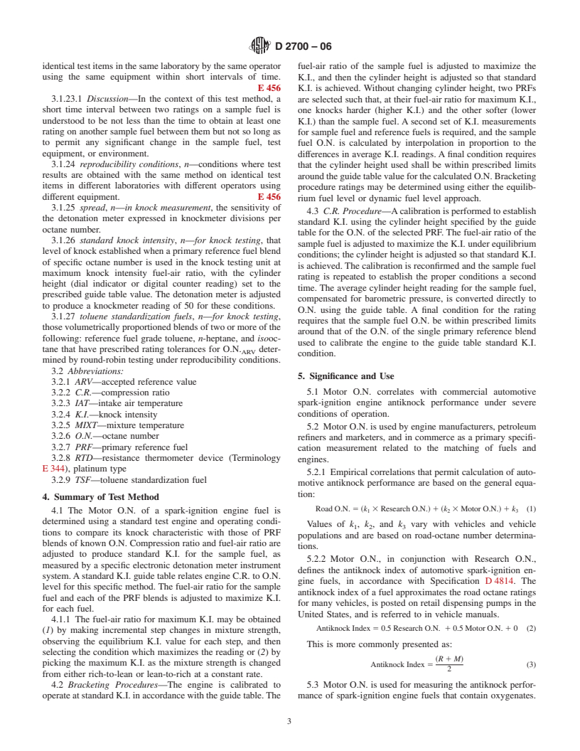 ASTM D2700-06 - Standard Test Method for Motor Octane Number of Spark-Ignition Engine Fuel