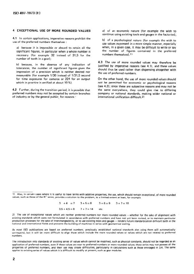 ISO 497:1973 ISO 497:1973 - Guide to the choice of series of preferred numbers and of series containing more rounded values of preferred numbers - Page 4 preview
