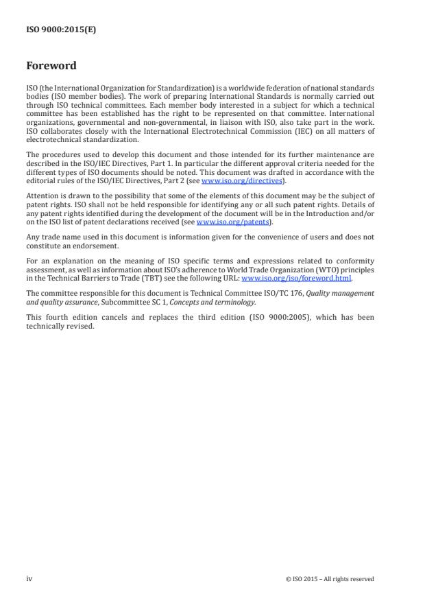 ISO 9000:2015 ISO 9000:2015 - Quality management systems -- Fundamentals and vocabulary - Page 4 preview