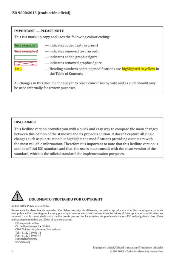 ISO 9000:2015 REDLINE ISO 9000:2015 - Quality management systems -- Fundamentals and vocabulary - Page 2 preview