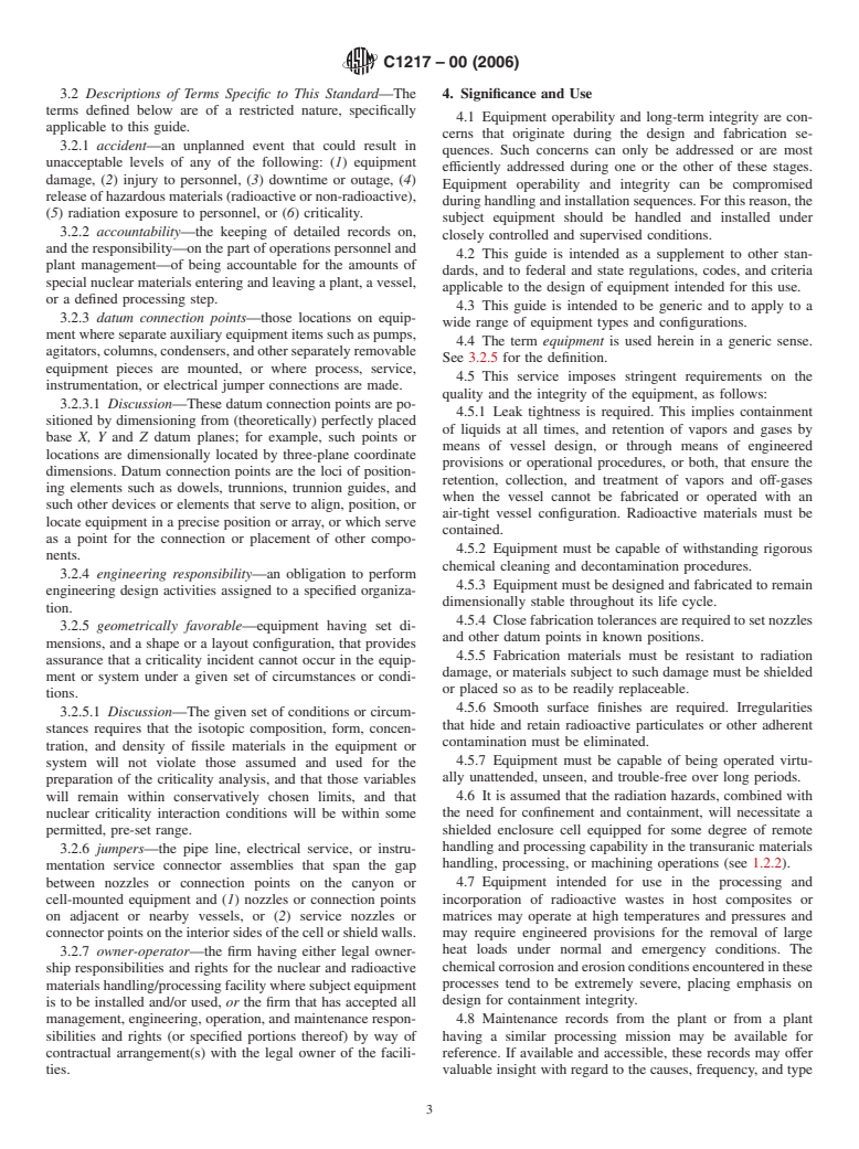 ASTM C1217-00(2006) - Standard Guide for Design of Equipment for Processing Nuclear and Radioactive Materials