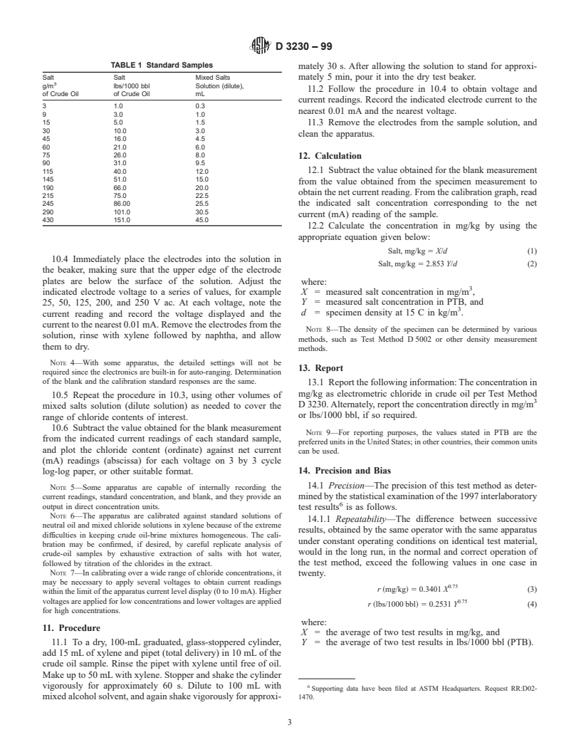 ASTM D3230-99 - Standard Test Method for Salts in Crude Oil (Electrometric Method)