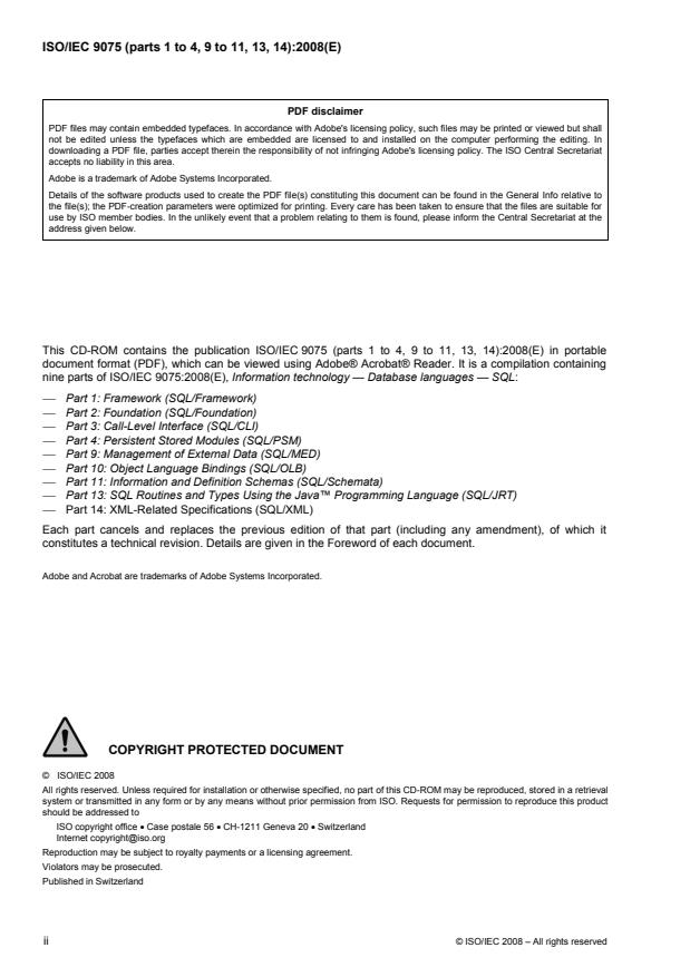 ISO/IEC 9075-1:2008 ISO/IEC 9075-1:2008 - Information technology -- Database languages -- SQL - Page 2 preview