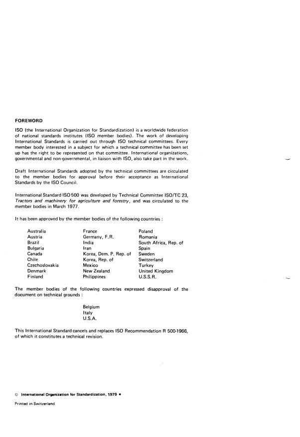 ISO 500:1979 ISO 500:1979 - Agricultural tractors -- Power take-off and drawbar -- Specification - Page 2 preview