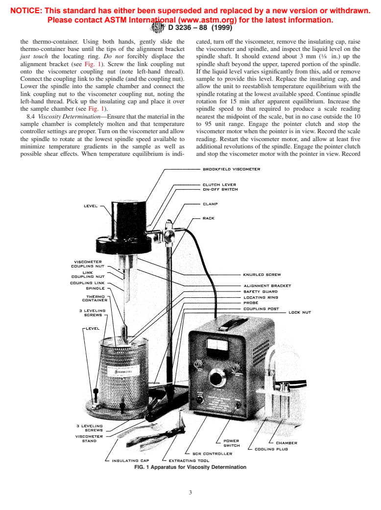 ASTM D3236-88(1999) - Standard Test Method for Apparent Viscosity of Hot Melt Adhesives and Coating Materials