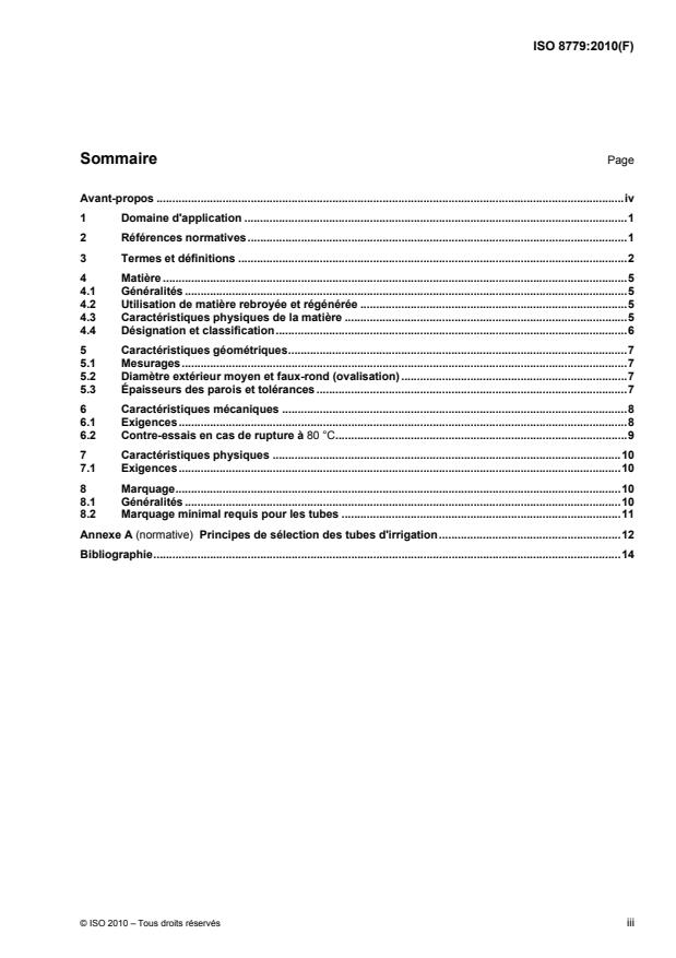 ISO 8779:2010 - Systemes de canalisations en plastique -- Tubes en polyéthylene (PE) pour l'irrigation -- Spécifications