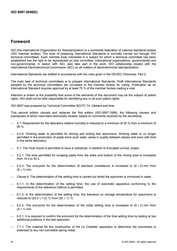 ISO 9597:2008 ISO 9597:2008 - Cement -- Test methods -- Determination of setting time and soundness - Page 4 preview