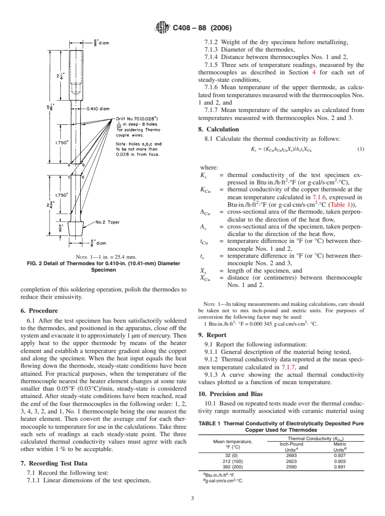 ASTM C408-88(2006) - Standard Test Method for Thermal Conductivity of Whiteware Ceramics