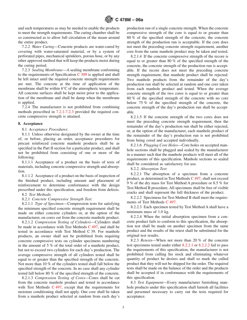 ASTM C478M-06a - Standard Specification for Precast Reinforced Concrete Manhole Sections [Metric]