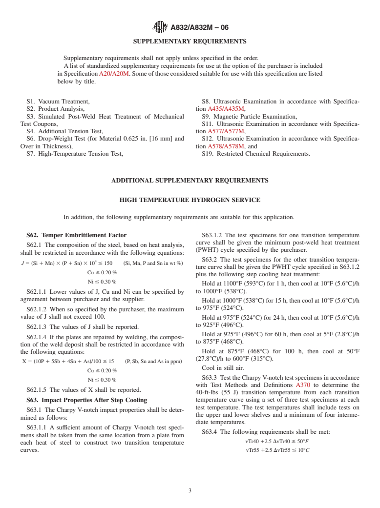 ASTM A832/A832M-06 - Standard Specification for Pressure Vessel Plates, Alloy Steel, Chromium-Molybdenum-Vanadium