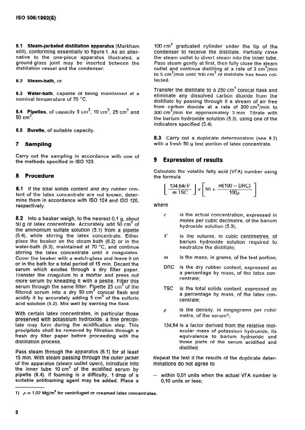 ISO 506:1992 ISO 506:1992 - Rubber latex, natural, concentrate -- Determination of volatile fatty acid number - Page 4 preview