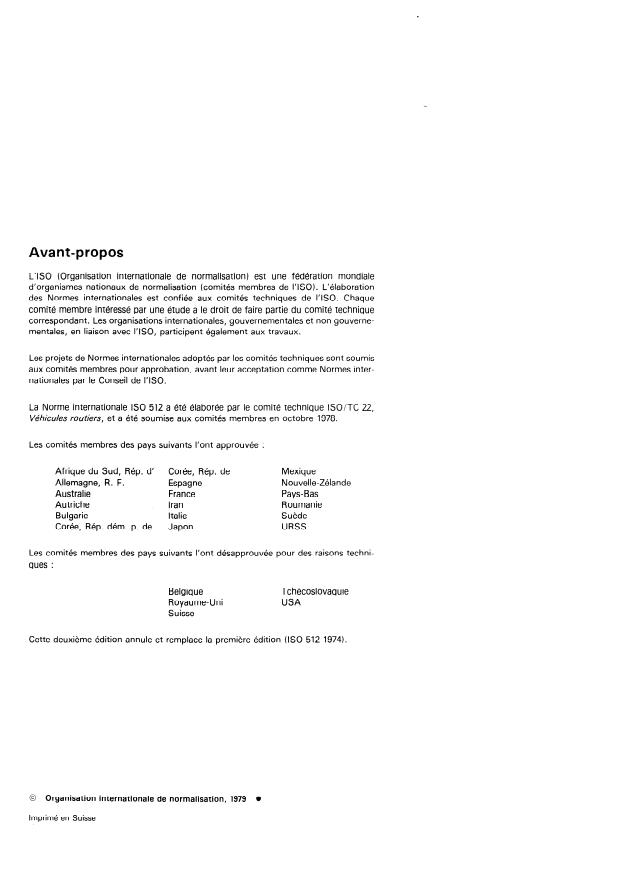 ISO 512:1979 ISO 512:1979 - Véhicules routiers -- Avertisseurs sonores -- Spécifications techniques - Page 2 preview