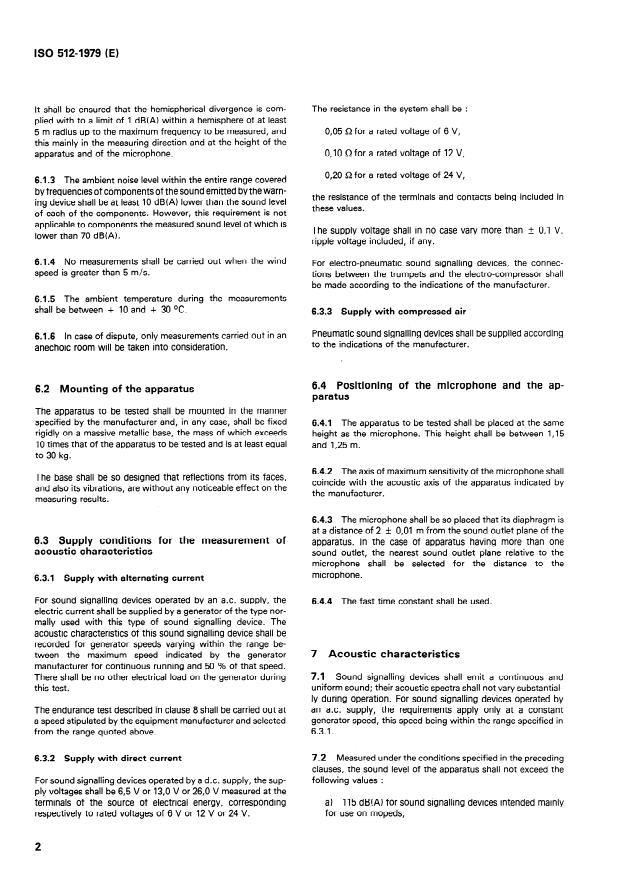 ISO 512:1979 ISO 512:1979 - Road vehicles -- Sound signalling devices -- Technical specifications - Page 4 preview