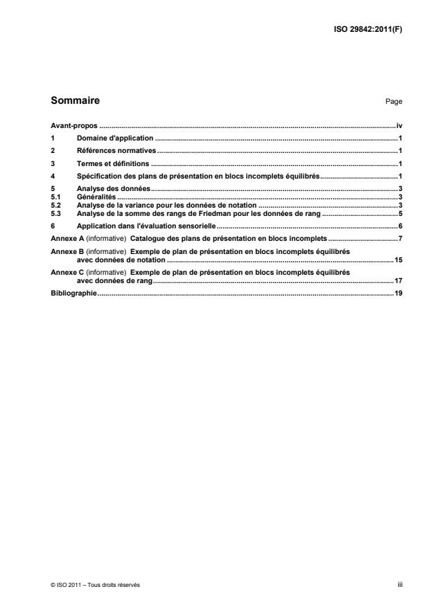 ISO 29842:2011 - Analyse sensorielle -- Méthodologie -- Plans de présentation en blocs incomplets équilibrés