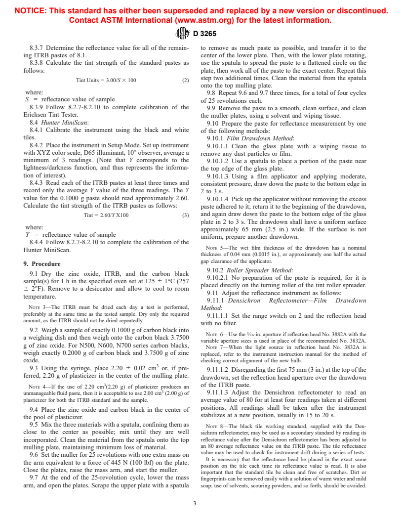 ASTM D3265-01 - Standard Test Method for Carbon Black&#8212;Tint Strength