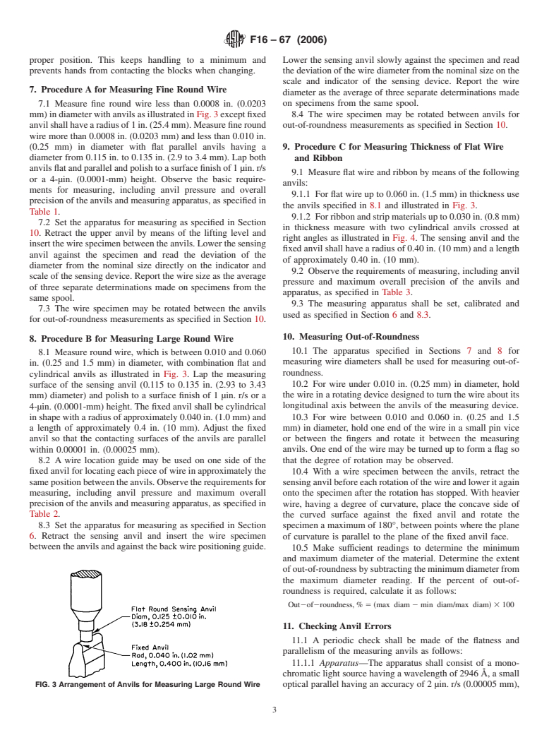 ASTM F16-67(2006) - Standard Test Methods for Measuring Diameter or Thickness of Wire and Ribbon for Electronic Devices and Lamps