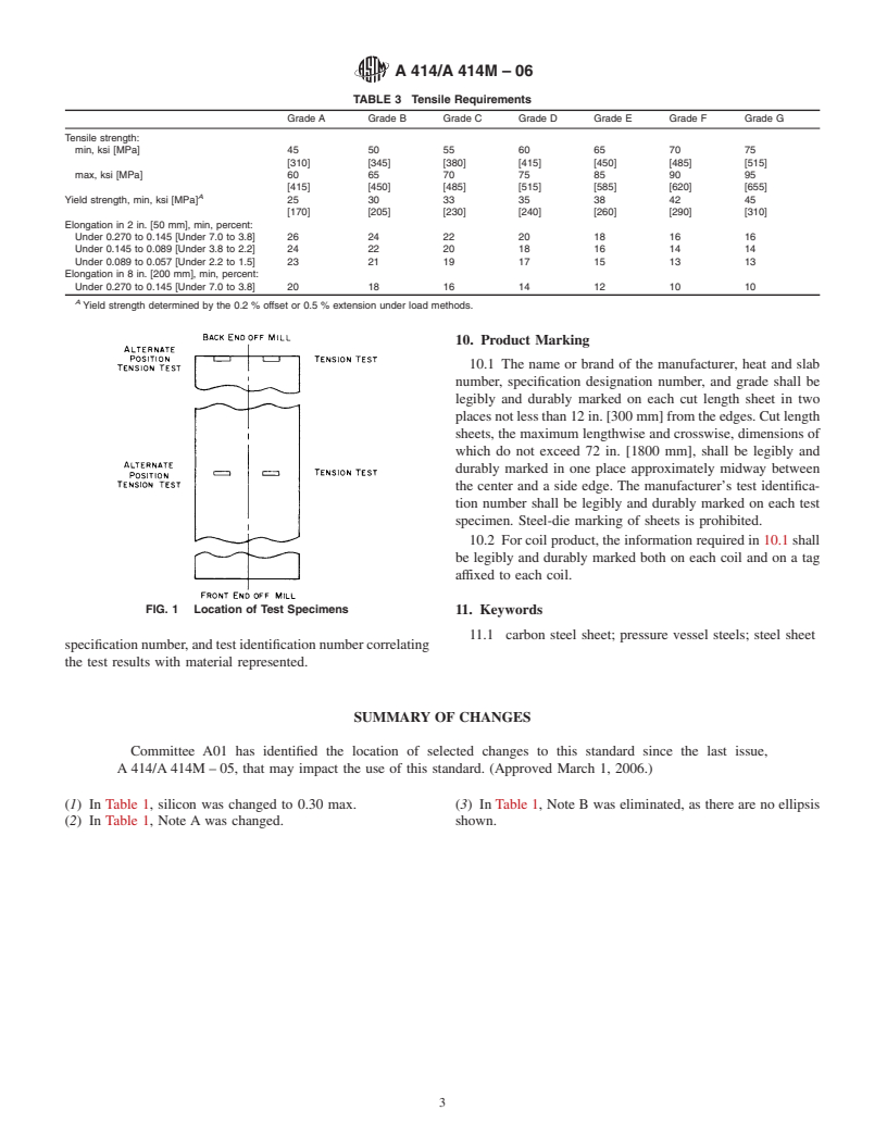 ASTM A414/A414M-06 - Standard Specification for Steel, Sheet, Carbon, for Pressure Vessels