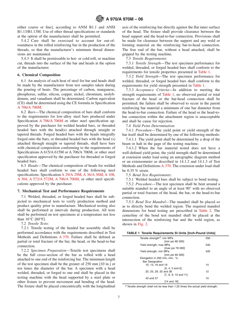 ASTM A970/A970M-06 - Standard Specification for Headed Steel Bars for Concrete Reinforcement