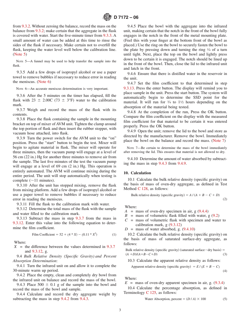 ASTM D7172-06 - Standard Test Method for Determining The Relative Density (Specific Gravity) And Absorption Of Fine Aggregates Using Infrared