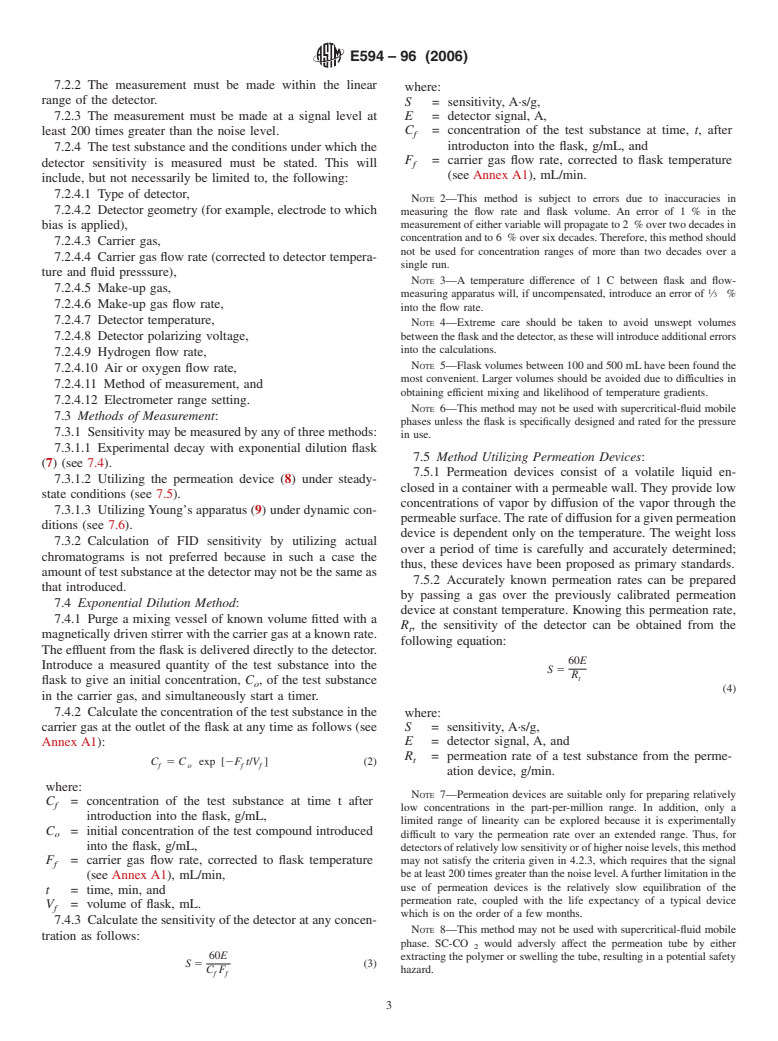 ASTM E594-96(2006) - Standard Practice for Testing Flame Ionization Detectors Used in Gas or Supercritical Fluid Chromatography