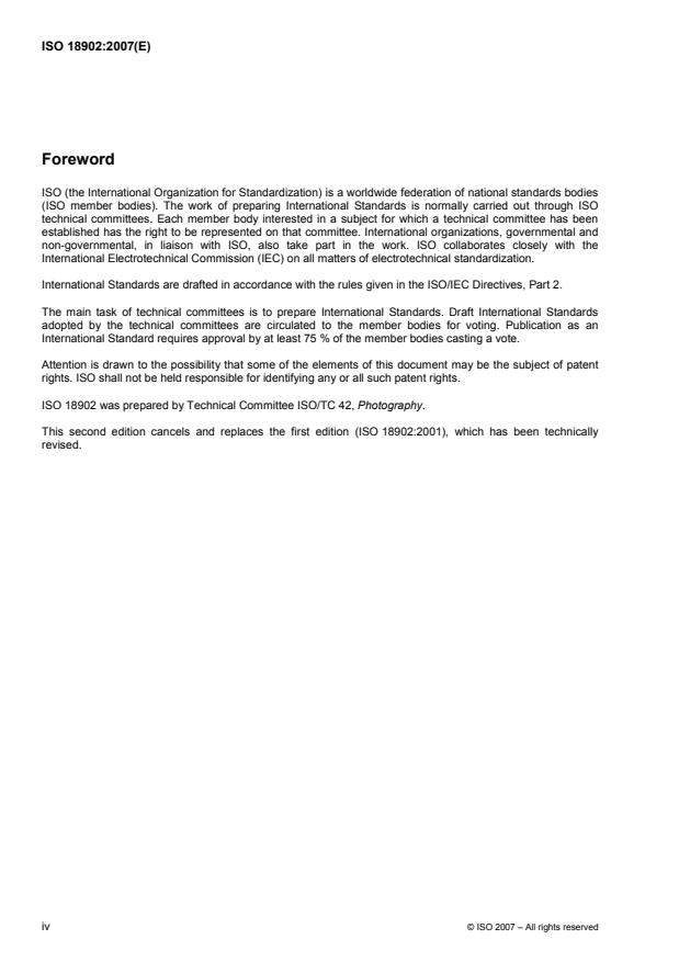 ISO 18902:2007 ISO 18902:2007 - Imaging materials -- Processed imaging materials -- Albums, framing and storage materials - Page 4 preview