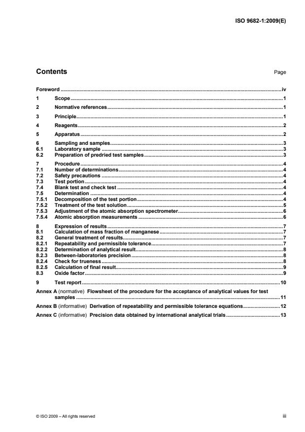ISO 9682-1:2009 - Iron ores -- Determination of manganese content