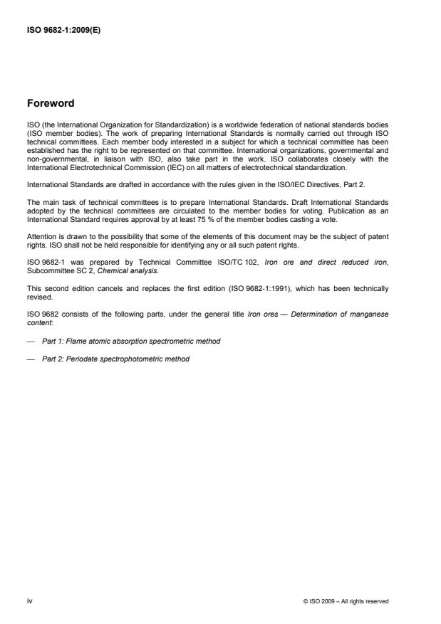 ISO 9682-1:2009 ISO 9682-1:2009 - Iron ores -- Determination of manganese content - Page 4 preview