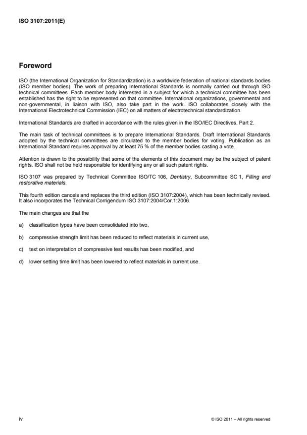 ISO 3107:2011 ISO 3107:2011 - Dentistry -- Zinc oxide/eugenol cements and zinc oxide/non-eugenol cements - Page 4 preview
