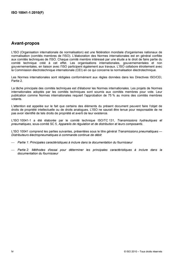 ISO 10041-1:2010 ISO 10041-1:2010 - Transmissions pneumatiques -- Distributeurs électropneumatiques a commande continue de débit - Page 4 preview