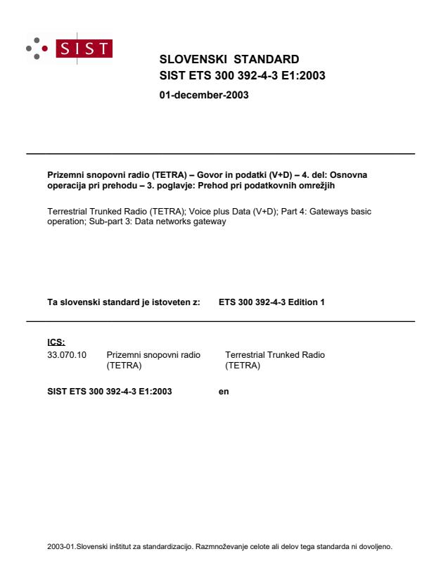 SIST ETS 300 392-4-3 E1:2003 SIST ETS 300 392-4-3 E1:2003