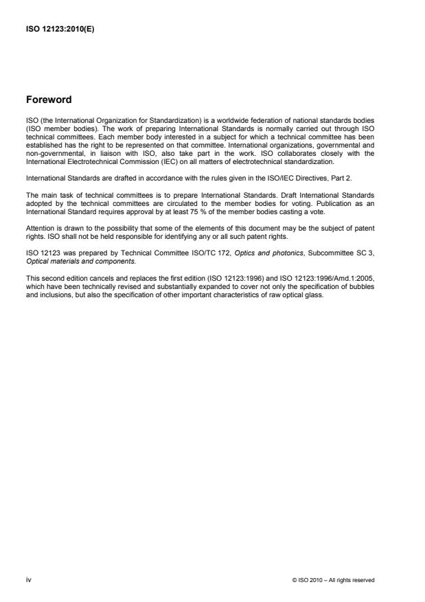 ISO 12123:2010 ISO 12123:2010 - Optics and photonics -- Specification of raw optical glass - Page 4 preview