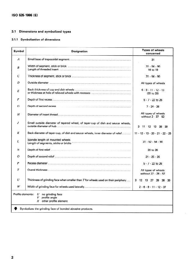 ISO 525:1986 ISO 525:1986 - Bonded abrasive products -- General -- Designation, marking, range of outside diameters and tolerances - Page 4 preview