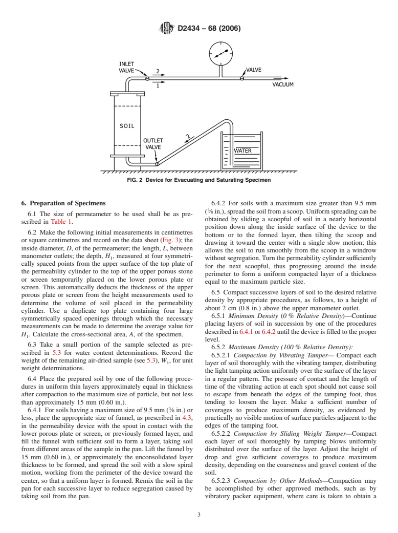 ASTM D2434-68(2006) - Standard Test Method for Permeability of Granular Soils (Constant Head) (Withdrawn 2015)