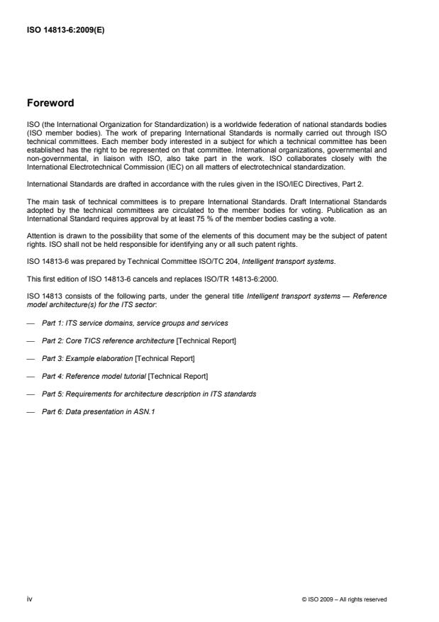 ISO 14813-6:2009 ISO 14813-6:2009 - Intelligent transport systems -- Reference model architecture(s) for the ITS sector - Page 4 preview