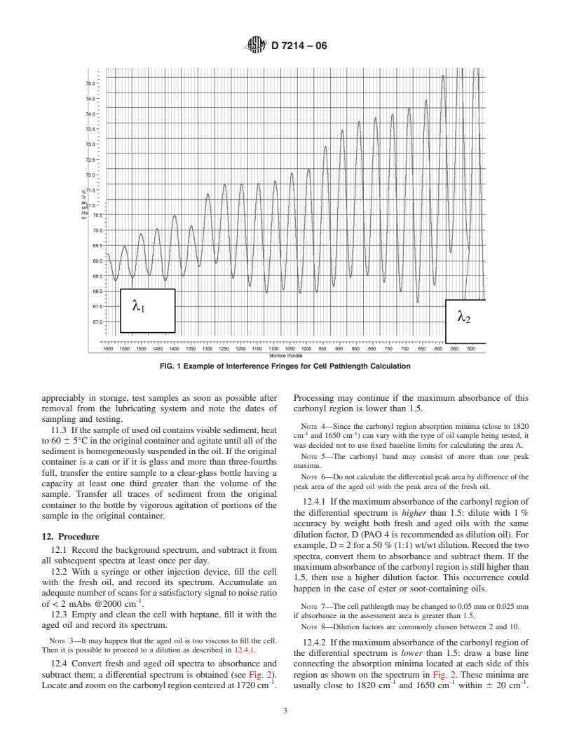 ASTM D7214-06 - Standard Test Method for Determination of the Oxidation of Used Lubricants by FT-IR Using Peak Area Increase Calculation