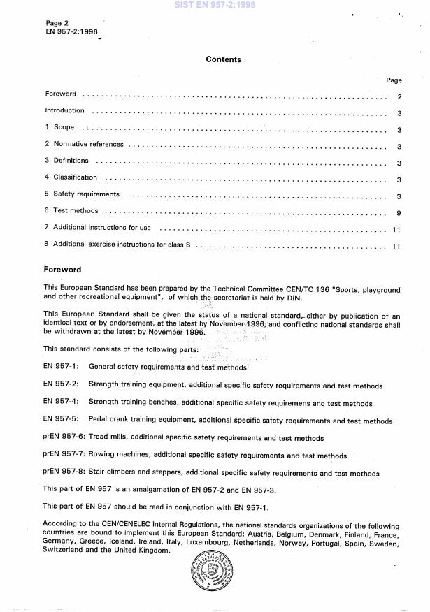 EN 957-2:1996 EN 957-2:1998 - Page 4 preview