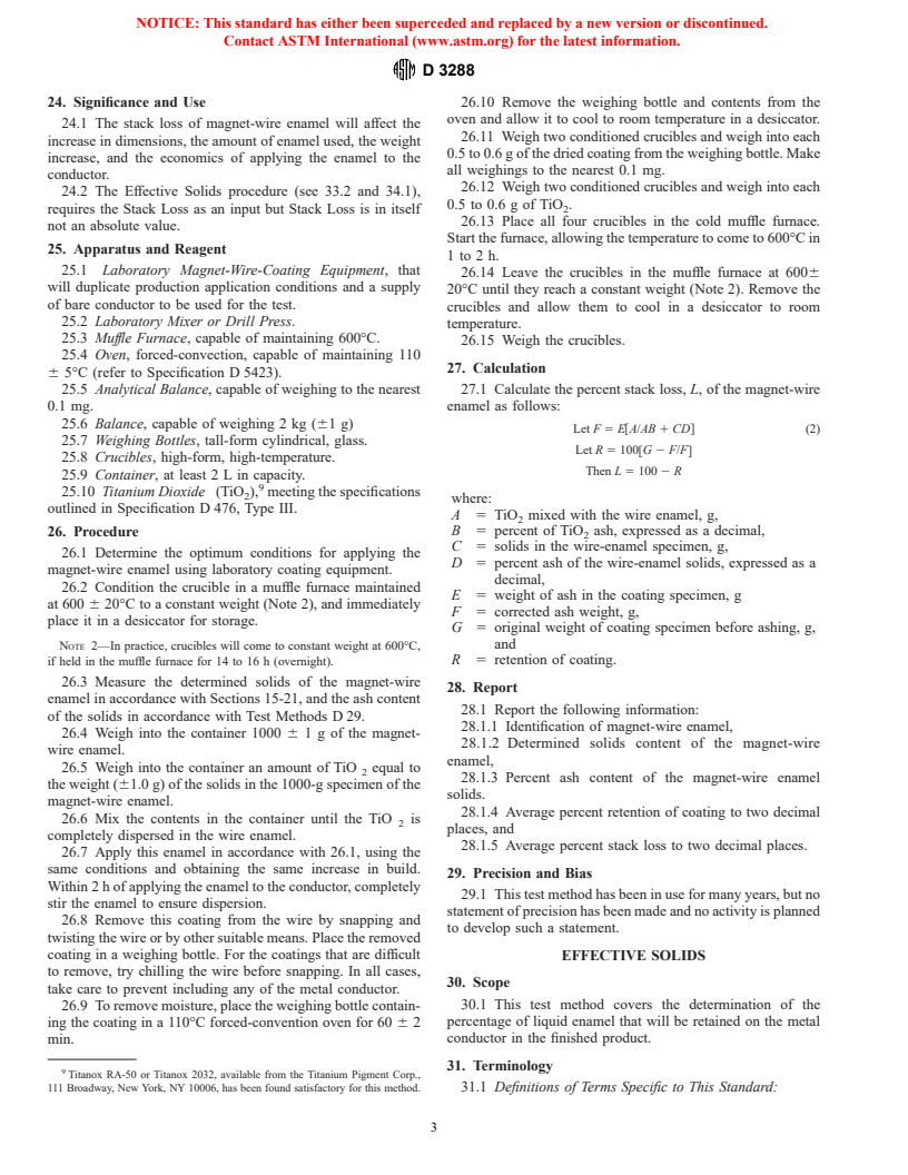 ASTM D3288-97 - Standard Test Methods for Magnet-Wire Enamels