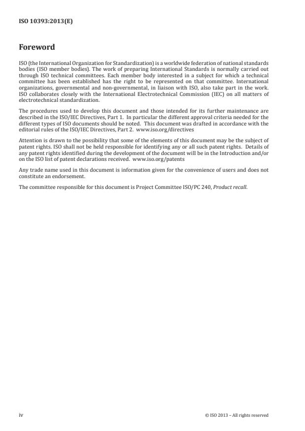 ISO 10393:2013 ISO 10393:2013 - Consumer product recall -- Guidelines for suppliers - Page 4 preview