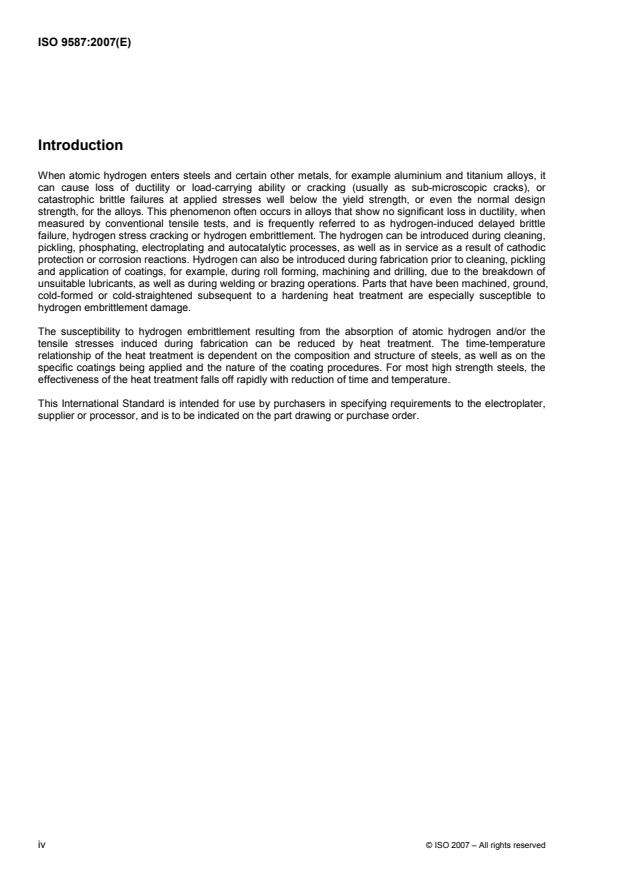 ISO 9587:2007 ISO 9587:2007 - Metallic and other inorganic coatings -- Pretreatment of iron or steel to reduce the risk of hydrogen embrittlement - Page 4 preview