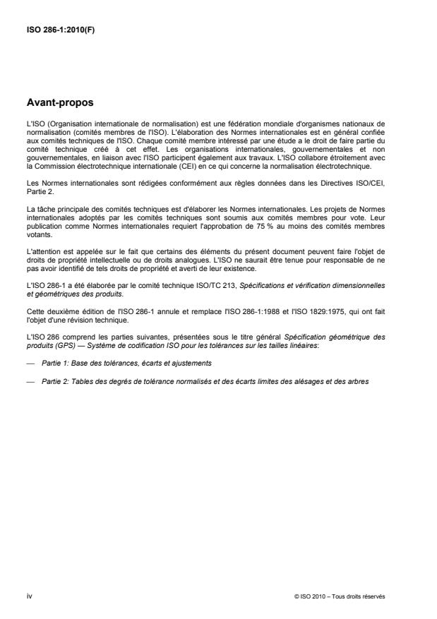 ISO 286-1:2010 ISO 286-1:2010 - Spécification géométrique des produits (GPS) -- Systeme de codification ISO pour les tolérances sur les tailles linéaires - Page 4 preview