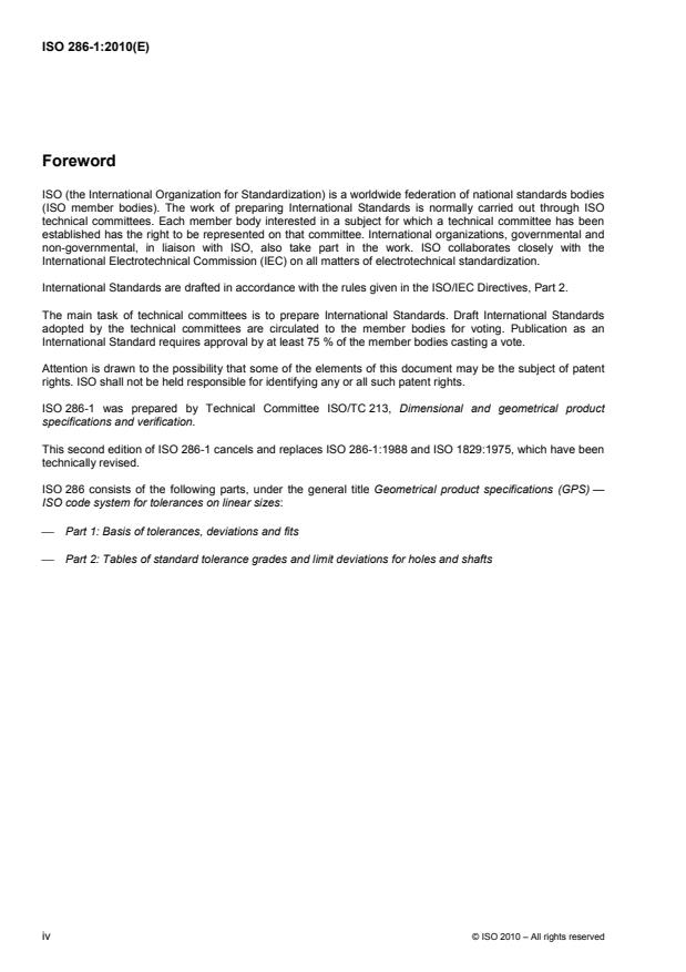 ISO 286-1:2010 ISO 286-1:2010 - Geometrical product specifications (GPS) -- ISO code system for tolerances on linear sizes - Page 4 preview