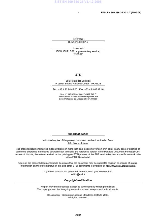 SIST EN 300 356-35 V3.1.2:2005 SIST EN 300 356-35 V3.1.2:2005 - Page 4 preview
