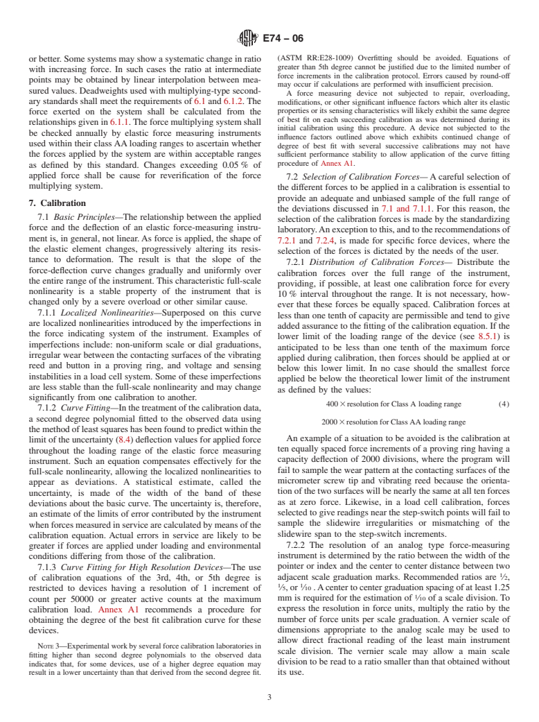 ASTM E74-06 - Standard Practice of Calibration of Force-Measuring Instruments for Verifying the Force Indication of Testing Machines