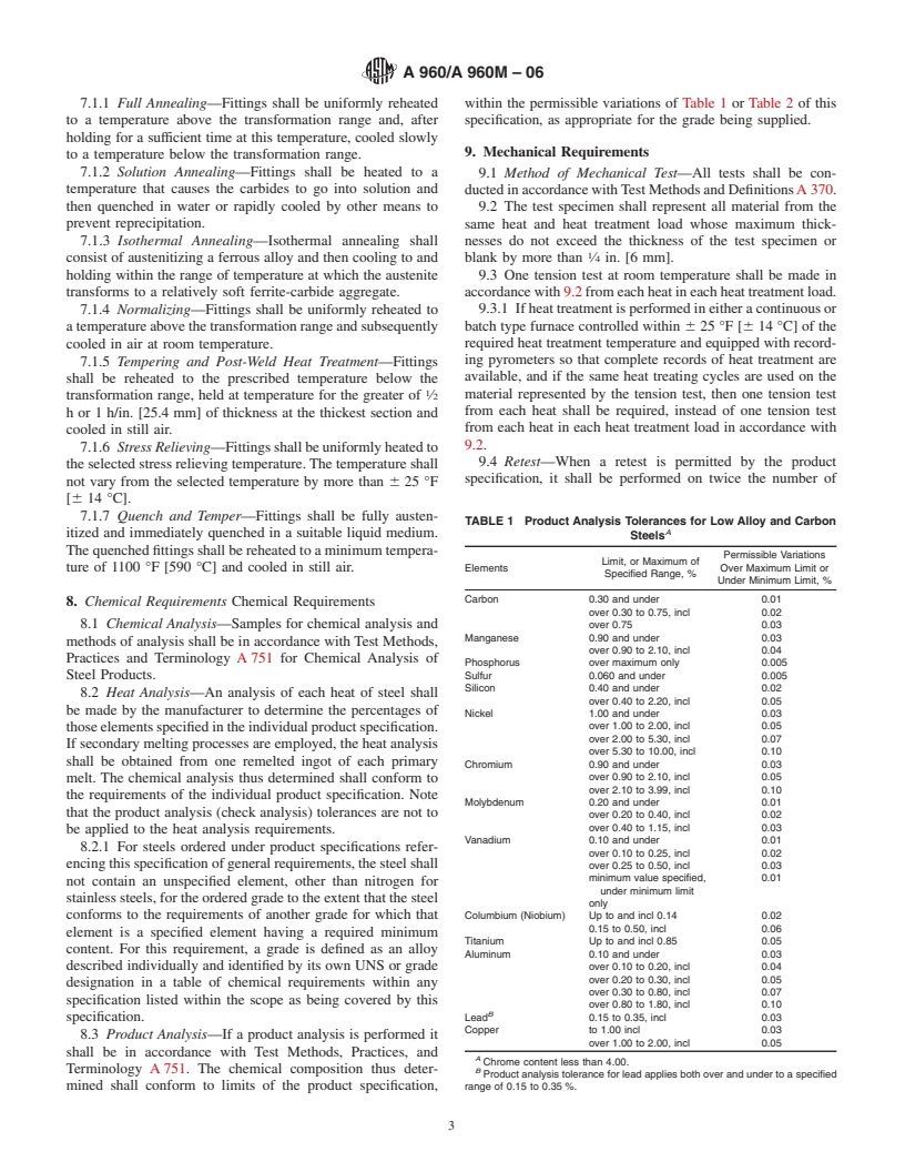 ASTM A960/A960M-06 - Standard Specification for Common Requirements for Wrought Steel Piping Fittings