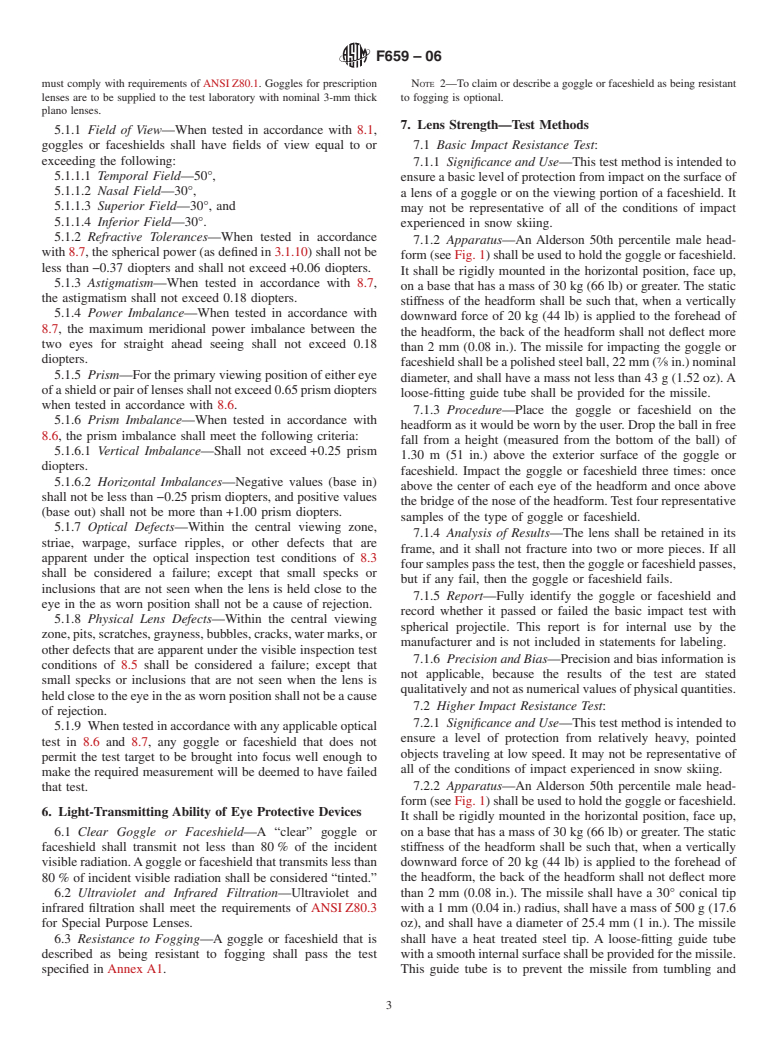 ASTM F659-06 - Standard Specification for Skier Goggles and Faceshields