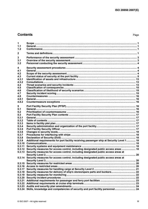 ISO 20858:2007 - Ships and marine technology -- Maritime port facility security assessments and security plan development