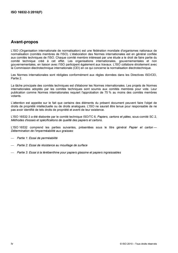 ISO 16532-3:2010 ISO 16532-3:2010 - Papier et carton -- Détermination de l'imperméabilité aux graisses - Page 4 preview