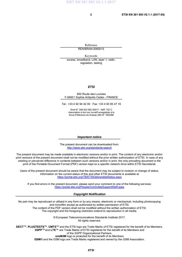 SIST EN 301 893 V2.1.1:2017 SIST EN 301 893 V2.1.1:2017 - Page 4 preview